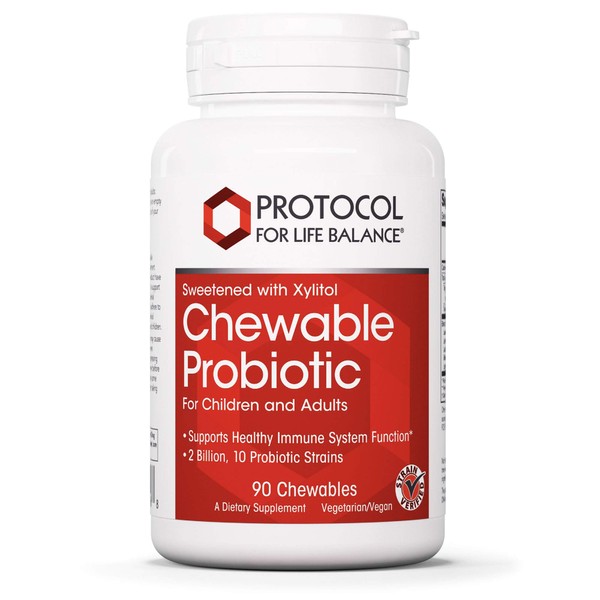 PROTOCOL FOR LIFE BALANCE - Chewable Probiotic (for Adults and Children) - Sweetened with Xylitol - 90 Chewables