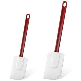 Lounsweer 2 Pcs Rubber Spatula Heat Resistant Silicone Spatula Scraper 10 Inch 14 Inch Commercial Baking Spatulas Set for Kitchen Use Cooking Silicone Cooking Utensils Sets
