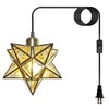JLOWCO Gold Moravian Star Hanging Light with 16.5ft Plug-in Cord,Farmhouse