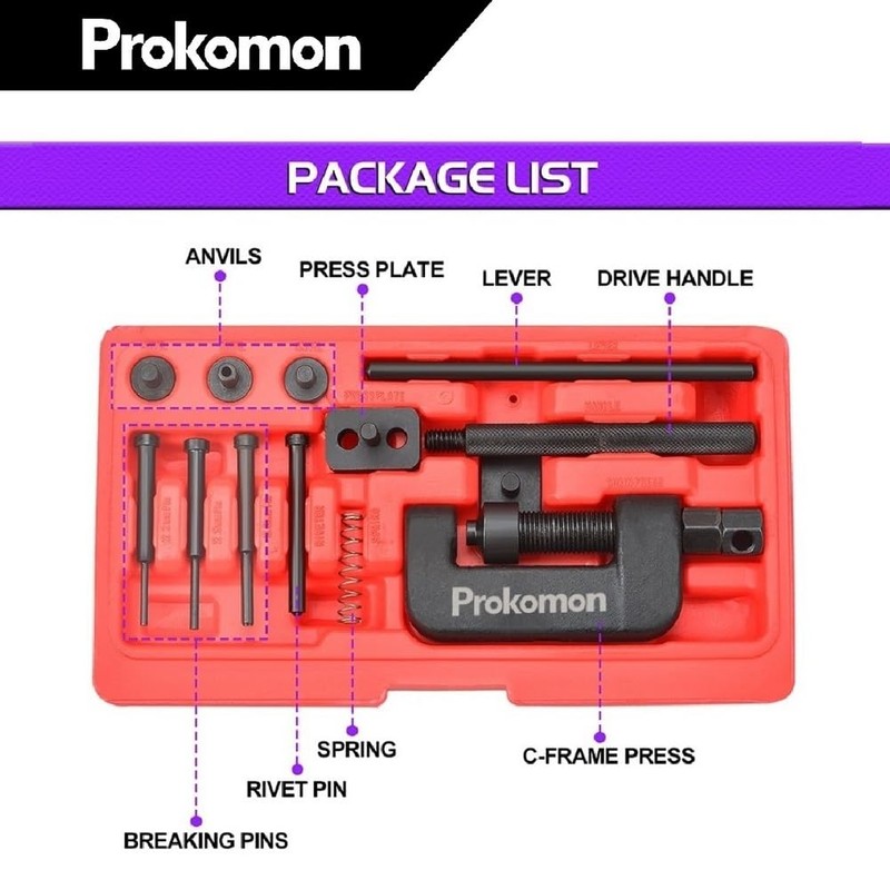 Prokomon 13 Pieces Chain Breaker Tool Kit; ATV Bike Motorcycle