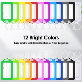 24 Pk Luggage Tags for Suitcases, (12 Color, 18 PK), Luggage Identifiers for Suitcases, Luggage Tags Bulk, Name Tags for Kids Lluggage ID Tags