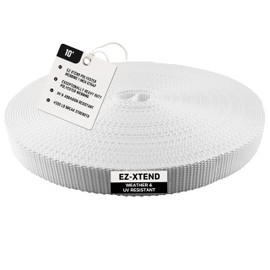 EZ-Xtend Polyester Webbing 1 inch Strap – Heavy Duty Polyester Strapping Outlasts & Outperforms Nylon Webbing Straps and Polypropylene Webbing Strap - 4500 Lb. Breaking Strength (White, 1" x 10 yards)