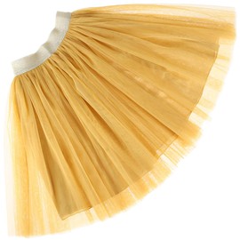 elamccor Toddler Baby Girl's Tutu A Line Knee Length Tulle Layered Long Party Skirt for Little Big Girls 1T-16T Dark Yellow