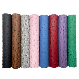 8 Pcs Ostrich Faux Leather Fabric, 8x12 Inch Embossed Synthetic Crafts Fabric for Leather Keychains Purse Wallets Jewelry Making