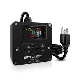 20A AC Power Meter, 125V LCD Display Digital Multimeter Tester, NEMA 5-15P to NEMA 5-20R Outlet Monitor with 6.56FT 12AWG Cable, Multifunction Energy Monitor Voltage Current Frequency Power Factor