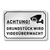 SINMAO "Achtung!Grundstück wird Videoüberwacht" with Drill Space, Weatherproof, Reflective, (15