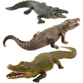 3PCS Crocodile Toy Figures Plastic Alligator Safari Animals Figurines Set for Kids