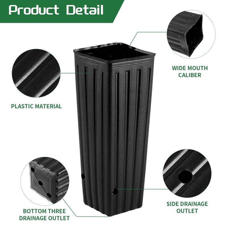 Hzloyat 20 Pcs Plastic Deep Nursery Pots,9.8" Tall Tree Pots,Tall