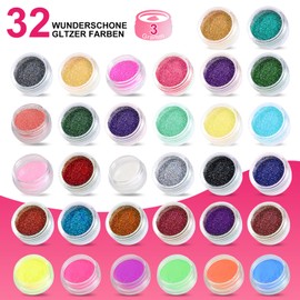 Glitter Tattoo Set Children, Glitter Tattoos Children's Set, 32 Colours, 139 Glitter Tattoo Stencils, 40 + Temporary Tattoos Children 238 Glitter Face and 4 Glues, Gifts for Girls Party Birthday