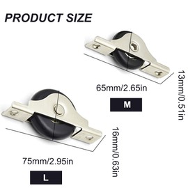 BE-TOOL 4 PCS Screen Door Rollers Universal Metal Sliding Axles Window Pulley for Garage Screen Doors, Sliding Doors, Cabinet Doors and Living Room Windows(M Size Black Wheel)