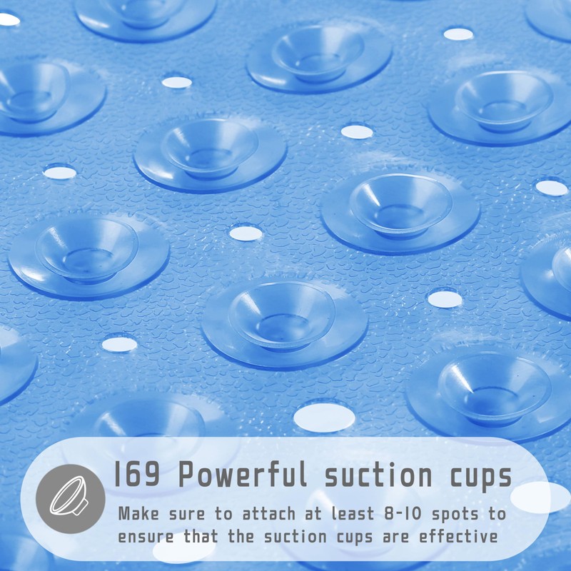 (Clear Blue) - Yimobra Non Slip Square Bath Mats for