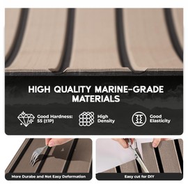 FOCEAN Boat Flooring EVA Foam Boat Decking Self-Adhesive Non-Slip Marine Carpet for Jon Bass Pontoon Boats Motorboat RV Yacht Kayak Surfboard, 94.5"x 23.6", Terra with Black Lines