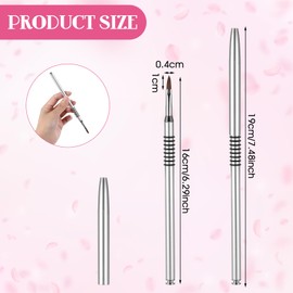 BOHUIZ 2 Pack 3D Kolinsky Acrylic Nail Art Sculpture Brush, Acrylic Nail Brush Nail Lining Brush Nail Art Pen with Silver Metal Non-Slip Grip Handle for Manicures 3D Nail Art Flower Designs (Size #2)