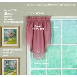 Today's Curtain Emelia Original Voile Ascot 25", Mauve, 40" W x 25" L