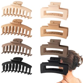 LIKENNY Hair Clips, Large, 3.9 inches (10 cm), Set of 8 Hair Clips, Hair Clips, Anti-Slip, Stylish, Adult, Cute, Strong, Won't Hurt Hair, Hair Arrangement, Simple, Office, Bath, Girls, Hair