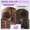 Eawwii Wig with Bangs for Women Brown Blonde Highlight Straight