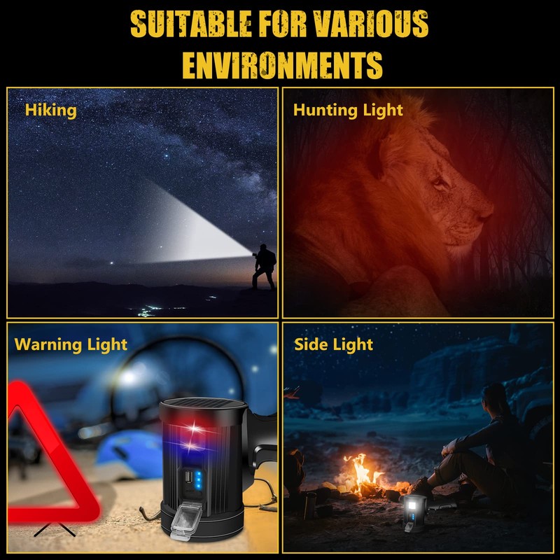 JSKNB Spotlight 1000000 Lumens, 6 Modes Led Rechargeable Spotlight Flashlight