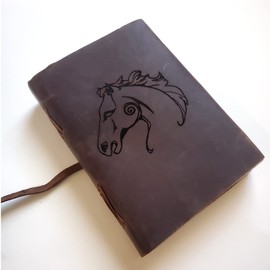 Celtic Horse Leather Journal, Free Personalization 5" x 7" Handmade Unlined Paper
