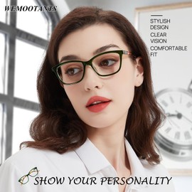 WEMOOTANTS 3 Packs Green Reading Glasses 1.0 for Women Designer Square Readers with Spring Hinges 1.0 1.25 1.5 1.75 2.0 2.25 2.5 2.75 3.0 3.5 4.0