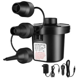 Electric Air Pump, Air Pump for Air Mattress, Portable Quick Fill Pump, 2 in 1 Inflate and Deflate Electric Pump with 3 Air Nozzles for Inflatable Mattress, Boat, Air Mattress Pool, Swimming Ring