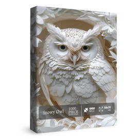 3D Owl Puzzles Paper Cut Art Puzzle 1000 Pieces for Adults, White Bird Jigsaw Puzzle Jungle Animal, Challenging Puzzles Hard Puzzle for Family Decorations