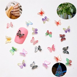 JLEivvi 50 Pcs Mini Butterflies for Crafts, Resin Colorful Mini Charms for Nail Art Decoration & DIY Crafting Design, Tiny Miniature Things for Landscaping Decoration User