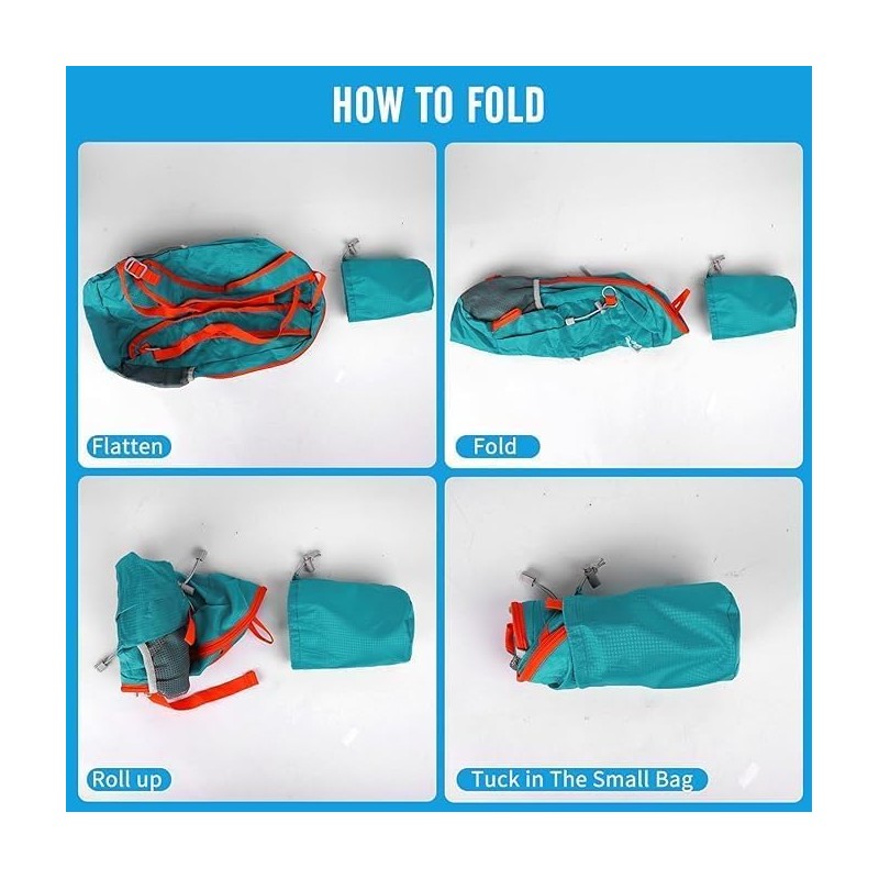 Mochila Senderismo, Mochila Plegable 40L, Mochila de Viaje