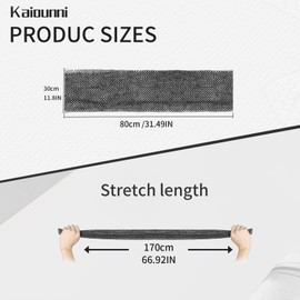 Kaiounni African Net Sponge - Stretchable to 66 Inches, Body Exfoliating Sponge and Shower Scrubber, Lightweight, Durable, Perfect for Back and Skin Smoothing, Reusable (Black)