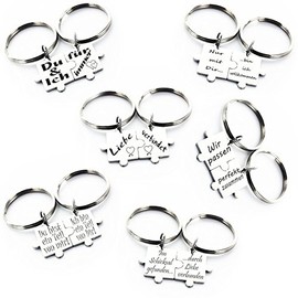 Lieblingsmensch Lieblingsmensch 2er Set Gravur Partner Schlüsselanhänger aus Edelstahl - Modell: Liebe verbindet Keyring, 12 cm, Silver (Silber)