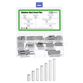 sourcing map 110Pcs 1 Set of 7 Sizes Dowel Pins 304 Stainless Steel Support Shelves Pegs Fasten Elements Assortment Kit, Silver