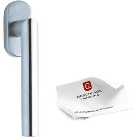Beschläge Hamburg: Window Jack/Window Fitting Scoop FORM DK 1106 VAM - Window Set Rotating Tilt Function with 90° Grid — Window Handle/Window Knob in Matte Stainless Steel (L-Shape Handle) 135 x 58 mm