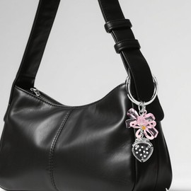 Pink Strawberry Keychain for Women Purse Bag Charms for Handbags Backpack Cute Flower Bow Car Keychain Accessories