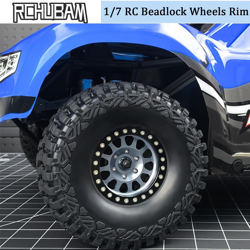 RCHUBAM 1/7 RC Beadlock Wheels Rim 4PCS RC Rock Crawler