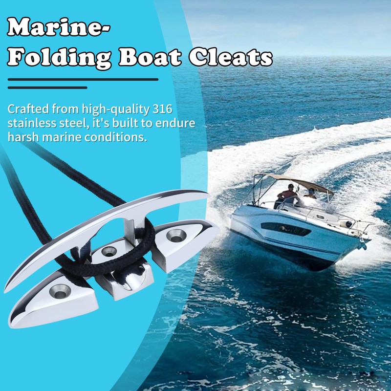Pvrud Folding Boat Cleats 316 Stainless Steel - 6" Marine