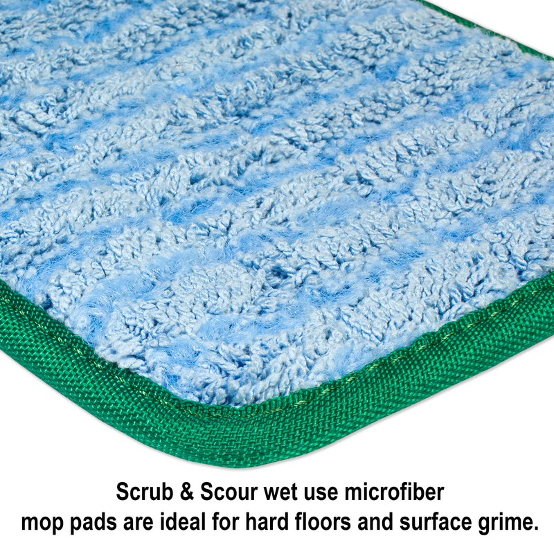 CleanAide Twist Yarn Microfiber Flat Mop Pad with Scrub Strips