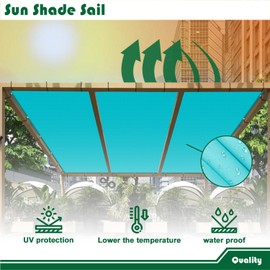 Goleray 6'x25' Waterproof Shade Cloth with Grommets, Rectangle Sun Shade Sail for Pergola Cover Replacement Patio Canopy Outdoor Carport- Customized, Turquoise
