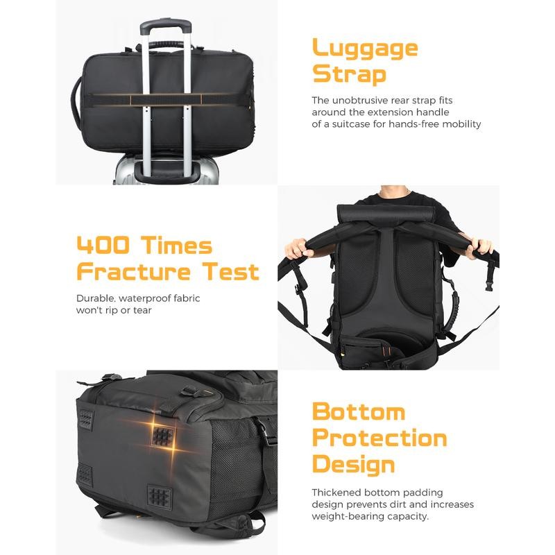 Travel Backpack for Men - 50L Convertible Duffle Bag with