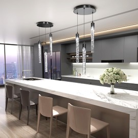 Flashing God 3 Light Mini Chandelier Black Modern Crystal LED Pendant Light for Kitchen Island Adjustable Hanging Light Fixture for Dinning Room Bedroom Dimmable 2700K 4500K 6000K