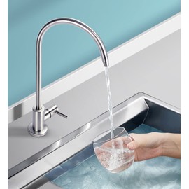 Drinking Water Faucet for Kitchen,100% Lead-Free Reverse Osmosis Faucet,Stainless Steel Kitchen Filtered Water Faucet,Brushed Nickel RO Faucet with Longer Thread Pipe