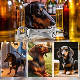 LKKCHER Dachshund Beer Bottle Opener, Wiener Dog Gifts for Women Men Dog Lovers, Birthday Fathers Day Christmas Gifts for Men Women, Silver with Gift Bag