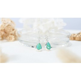 AeraVida Delicate Teardrop Simulated Turquoise .925 Sterling Silver Dangle Earrings | Classic Sterling Silver Dangle Earring for Women | Jewelry Gift