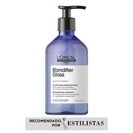 L'Oréal Professionnel Paris Blondifier Shampoo restaurador para cabello rubio y/o con decoloración, con tecnología de polifenoles de Acaí, 500ml