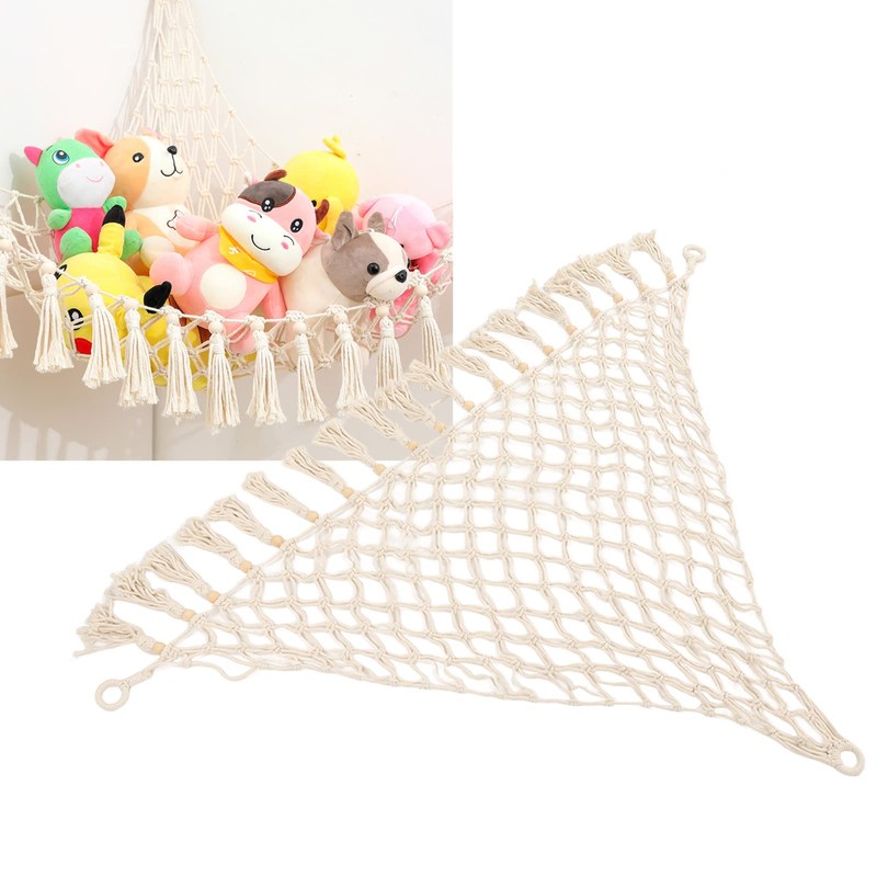 Stuffed Animal Toy Hammock, Boho Hanging Macrame Stuff Toys Organizer