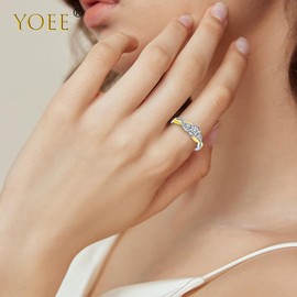 YOEE Gold Engagement Rings for Women Girls, Adjustable Twisted Eternity Promise Ring Gold Ring for Women, Gold Wedding Rings Diamond Ring Women with Cubic Zirconia Birthday Christmas Gifts