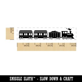 Railroad Train Locomotive with Passenger Cars Rectangle Rubber Stamp for Stamping Crafting - 2.50in Small