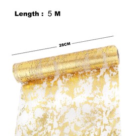 Gold Table Runner, Metallic Glittering Decoration with Gold Foil, Reusable Table Runner for Wedding Birthday Parties or Festival, New Year, Easter (28 cm x 5 m)