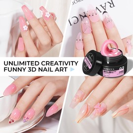 TOMICCA Hard Gel 3D Gel Nail Art Solid Builder Gel for Nails 50g 3D Nail Gel Sculpting Gel for Nail Art Non-Sticky Hand Hard Gel Carving Gel Nail Glue Extension Gel Pink
