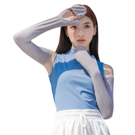 Arm Cover, Women's Finger Cover, UV Protection Gloves, UV Protection, Sunscreen Cover, Arm Warmer, UV Protection, Cool, Hand Cover, Ultra Large Coverage, UPF 50+, Arm Cover, Cool to Contact - 5°C, Sweat Absorbent, Quick Drying, Lightweight, Stretchy, Bre