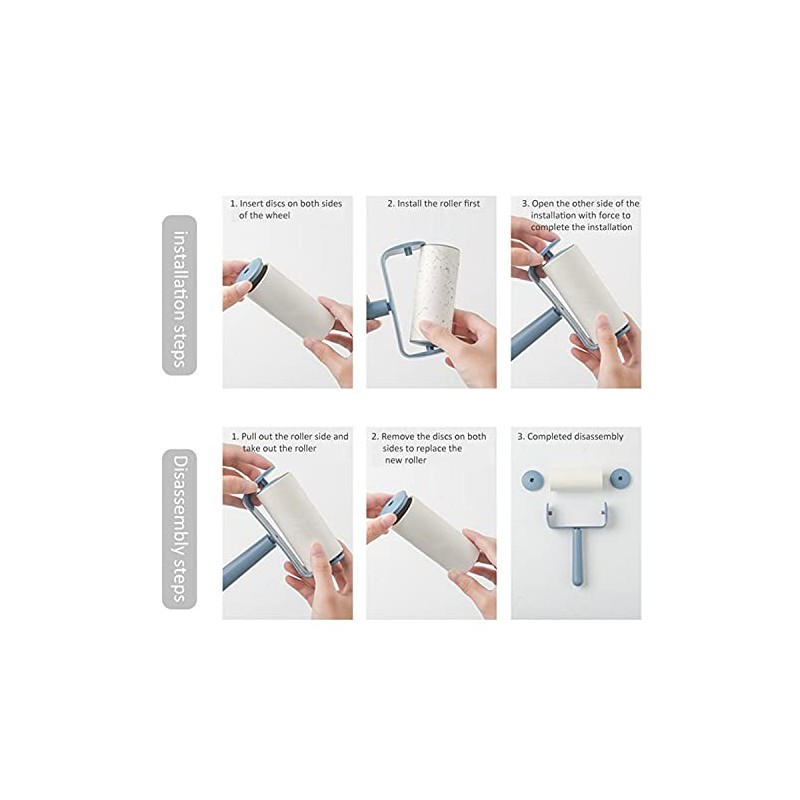 Lint Roller Three Colours with 6 Refills (Blue)