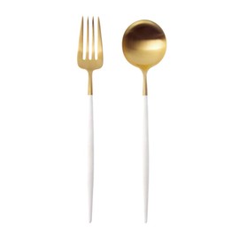 Cutipol GOA White/Matte Gold Dessert Fork Spoon Set